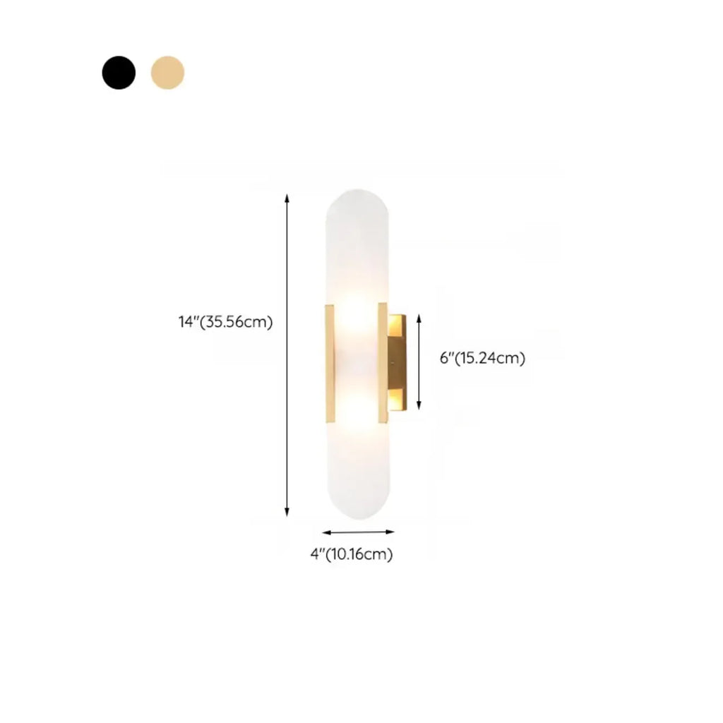Nordic 2-Light Gold Oval Alabaster Wall Lamp