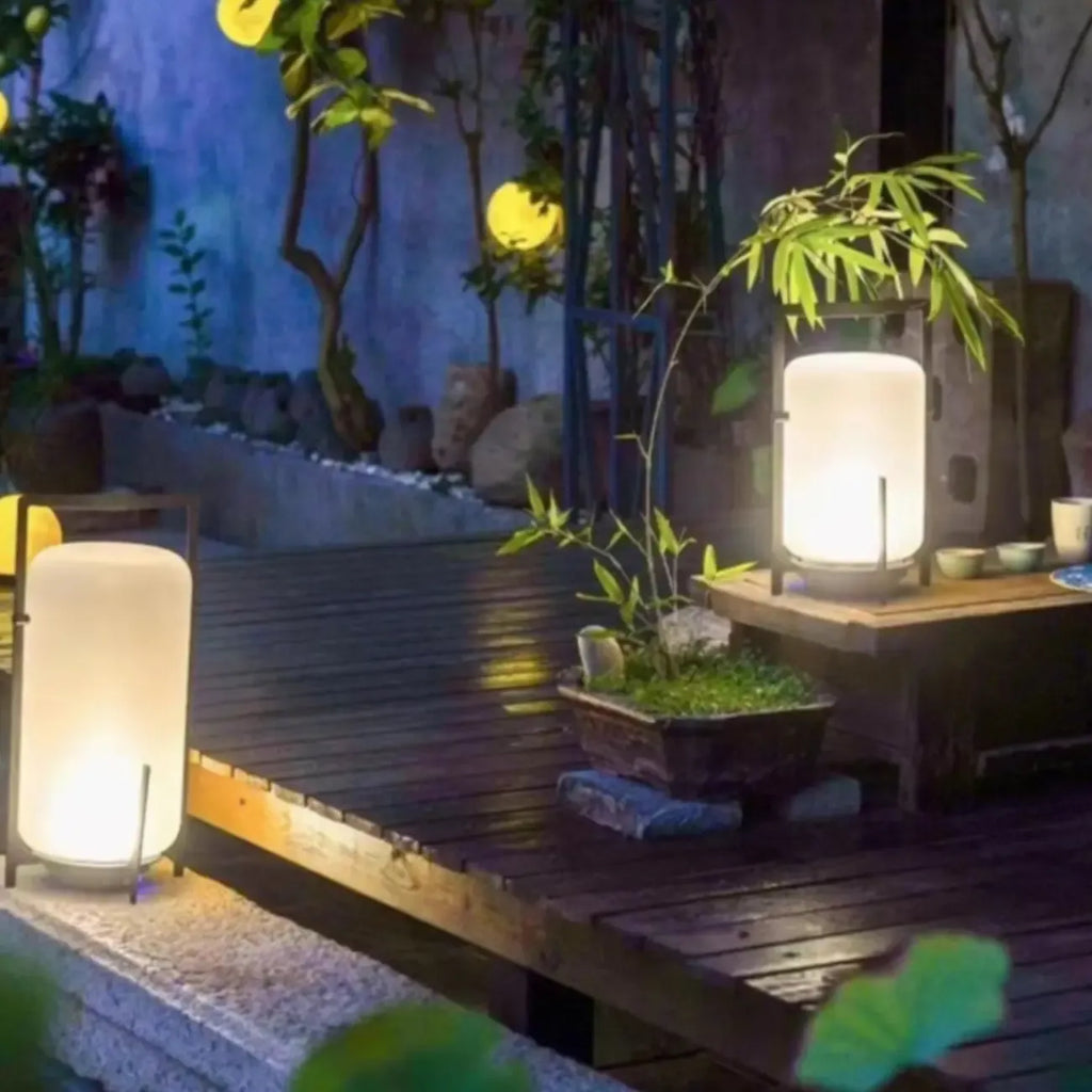 Portable Glass Lantern Outdoor Post Lights