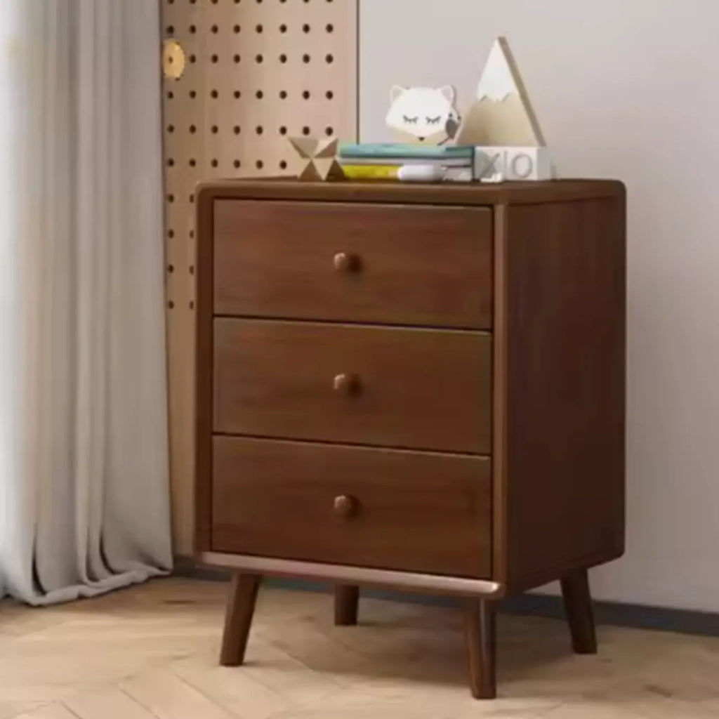 Modern Wooden Nightstand with 3 Storage Drawers