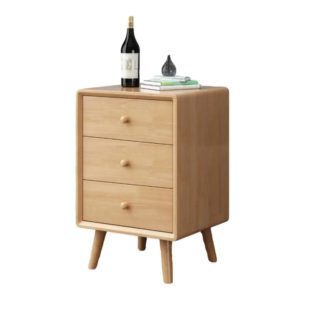 Modern Wooden Nightstand with 3 Storage Drawers