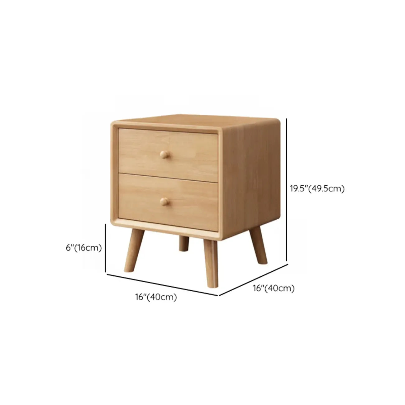 Modern Wooden Nightstand with 3 Storage Drawers
