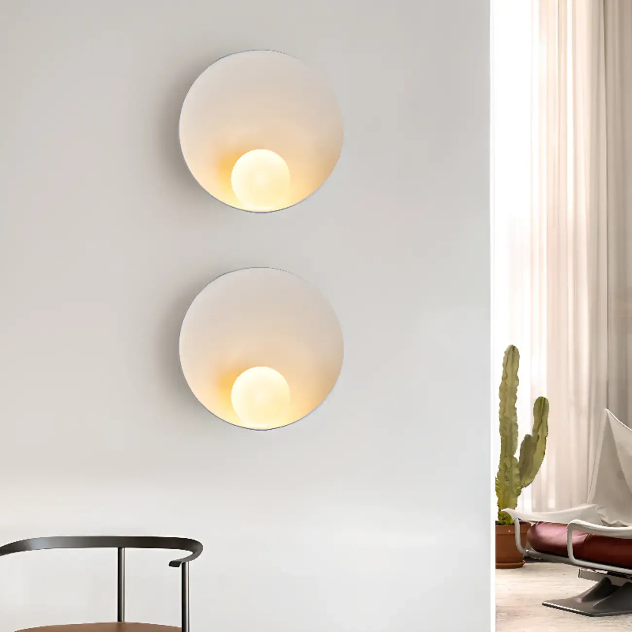 Modern Wood White Concave Wall Sconce