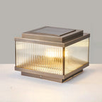 Modern Bronze Patterned Square Solar Outdoor Post Lights