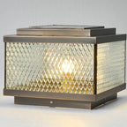 Modern Bronze Patterned Square Solar Outdoor Post Lights