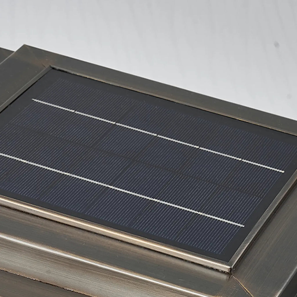 Modern Bronze Patterned Square Solar Outdoor Post Lights