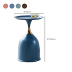 Walnut Steel Round End Table with Abstract Base