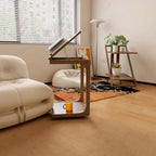 Scandinavian Wooden Flip-Top C-Shaped Side Table with Wheels