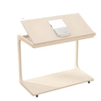 Scandinavian Wooden Flip-Top C-Shaped Side Table with Wheels