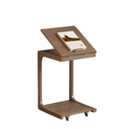 Scandinavian Wooden Flip-Top C-Shaped Side Table with Wheels
