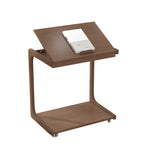 Scandinavian Wooden Flip-Top C-Shaped Side Table with Wheels