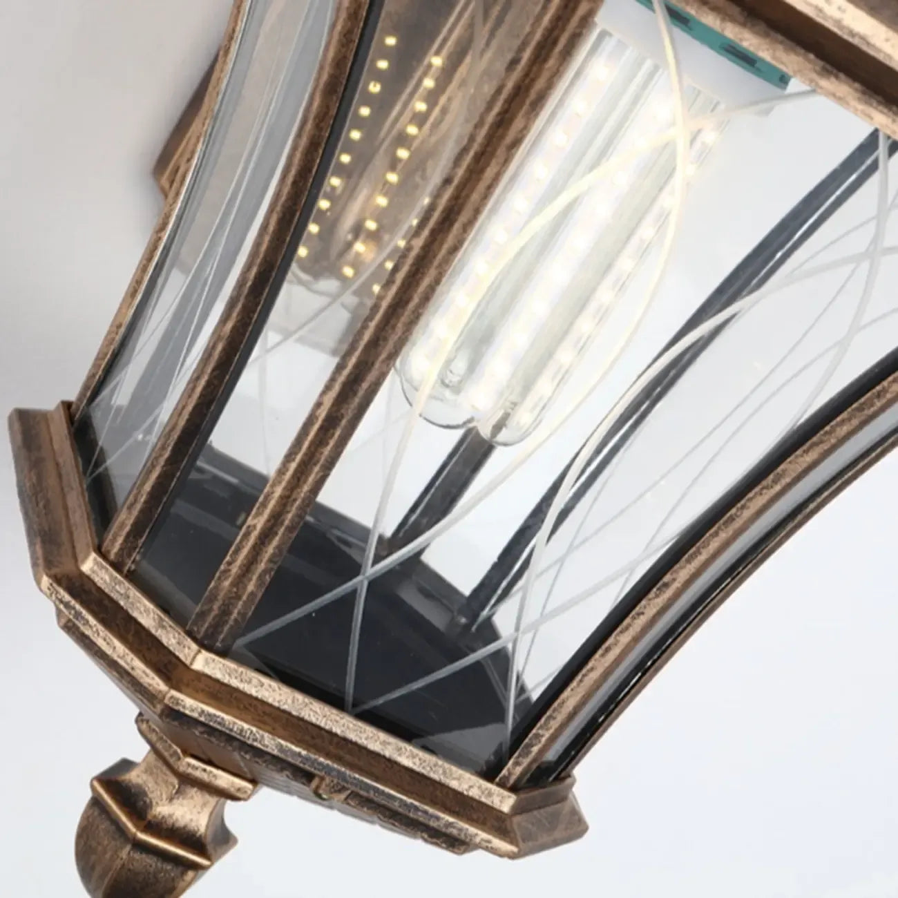 Outdoor Vintage Metal Glass Lantern Wall Sconce