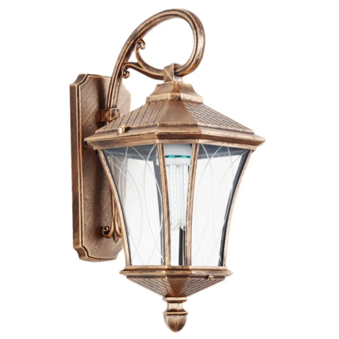 Outdoor Vintage Metal Glass Lantern Wall Sconce