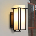 Modern Outdoor Wall Light Rectangle Black Metal Glass Shade