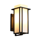 Modern Outdoor Wall Light Rectangle Black Metal Glass Shade