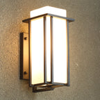 Modern Outdoor Wall Light Rectangle Black Metal Glass Shade