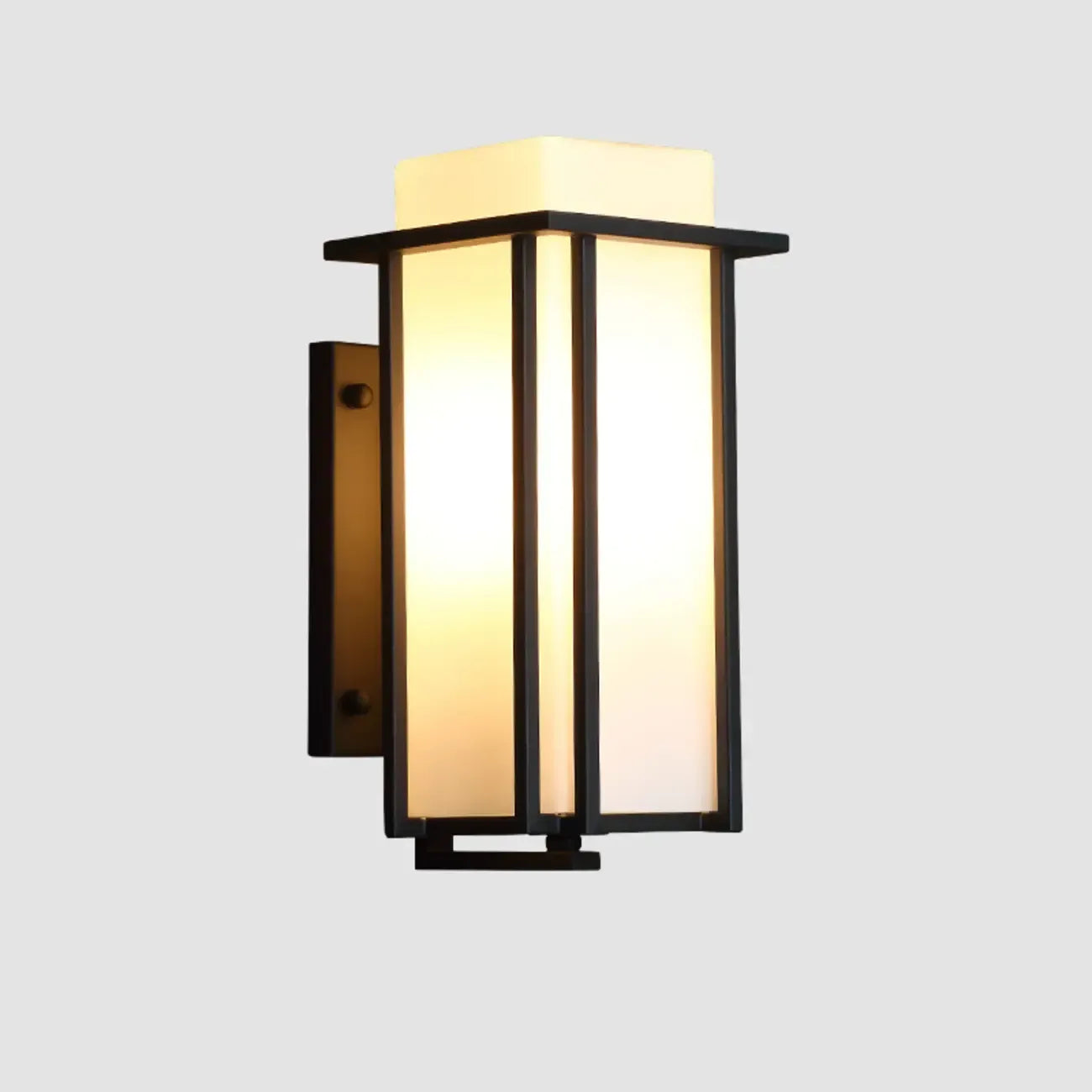Modern Outdoor Wall Light Rectangle Black Metal Glass Shade