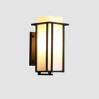 Modern Outdoor Wall Light Rectangle Black Metal Glass Shade