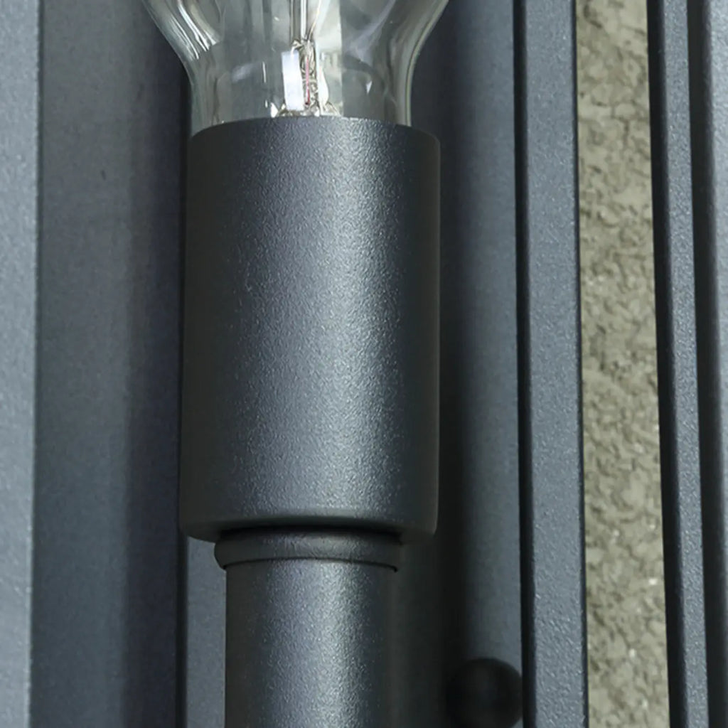 Modern Outdoor Wall Light Rectangle Black Metal Glass Shade