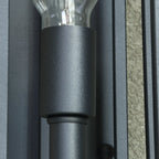 Modern Outdoor Wall Light Rectangle Black Metal Glass Shade