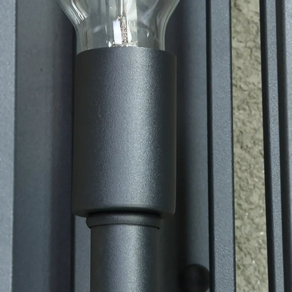 Modern Outdoor Wall Light Rectangle Black Metal Glass Shade