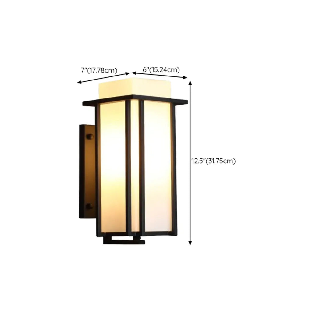 Modern Outdoor Wall Light Rectangle Black Metal Glass Shade