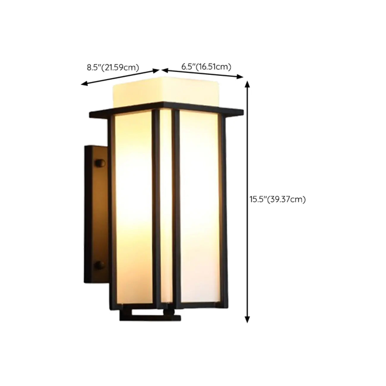 Modern Outdoor Wall Light Rectangle Black Metal Glass Shade