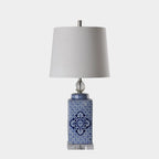 Blue Traditional Ceramic Table Lamp with Fabric Shade