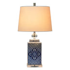 Blue Traditional Ceramic Table Lamp with Fabric Shade