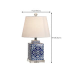 Blue Traditional Ceramic Table Lamp with Fabric Shade