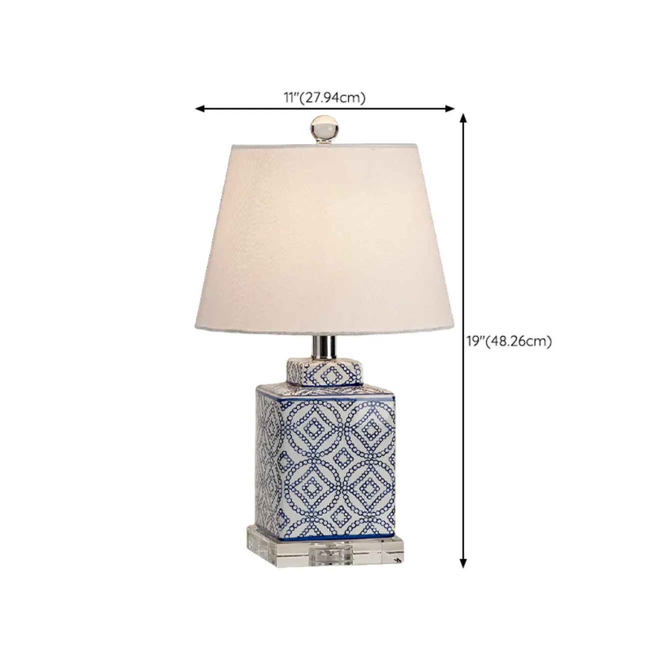 Blue Traditional Ceramic Table Lamp with Fabric Shade