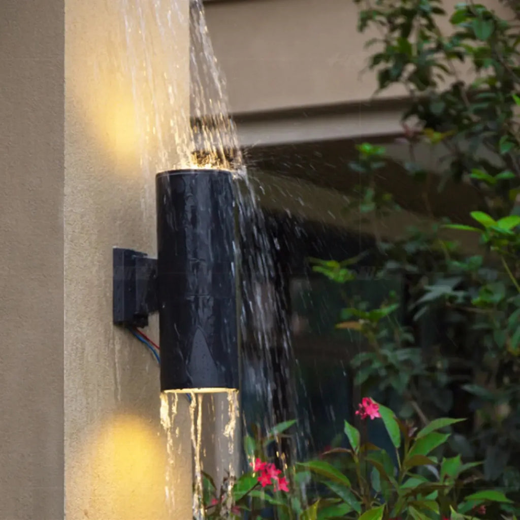 Modern Metal Black Cylinder Up Down Outdoor Wall Sconce