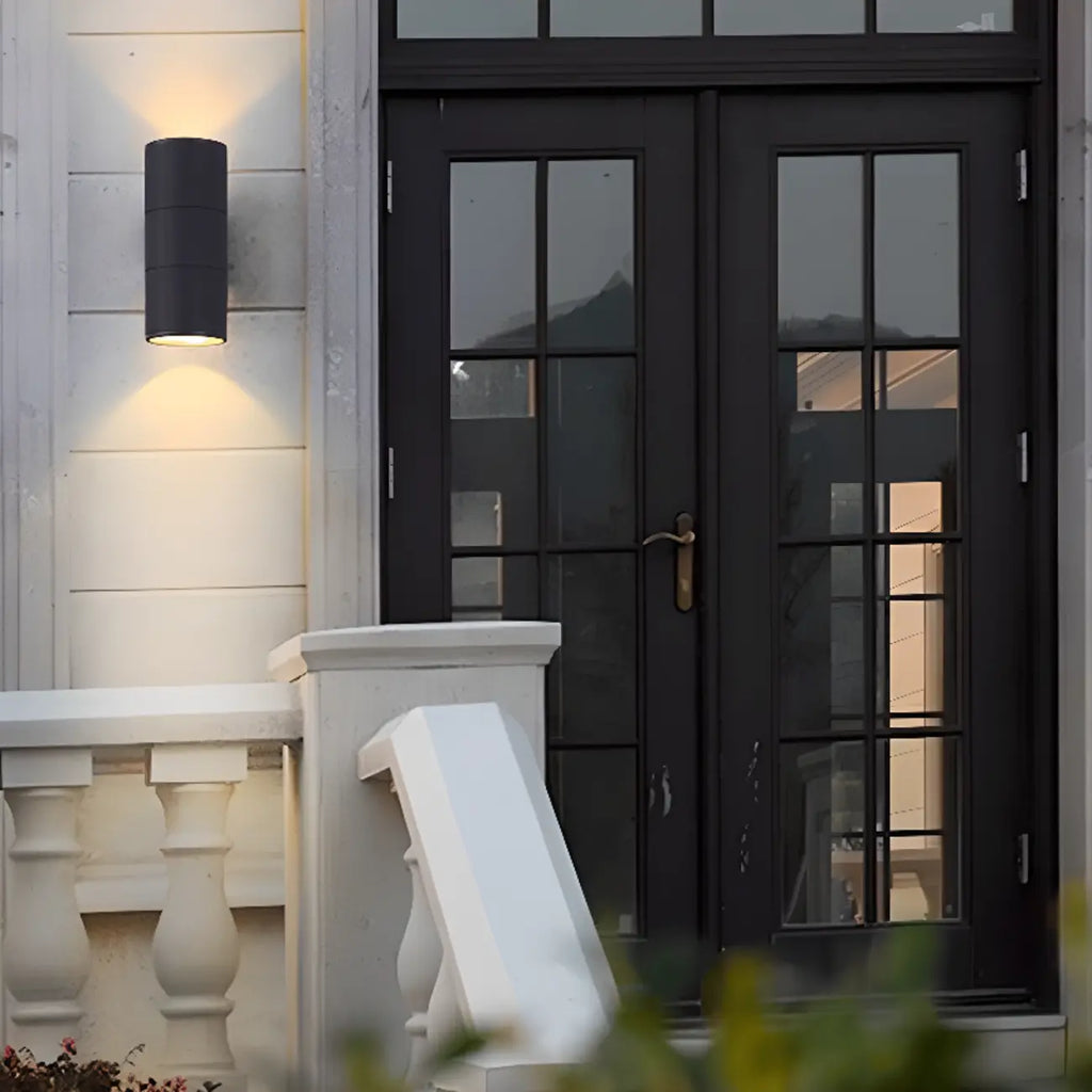 Modern Metal Black Cylinder Up Down Outdoor Wall Sconce