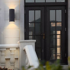 Modern Metal Black Cylinder Up Down Outdoor Wall Sconce