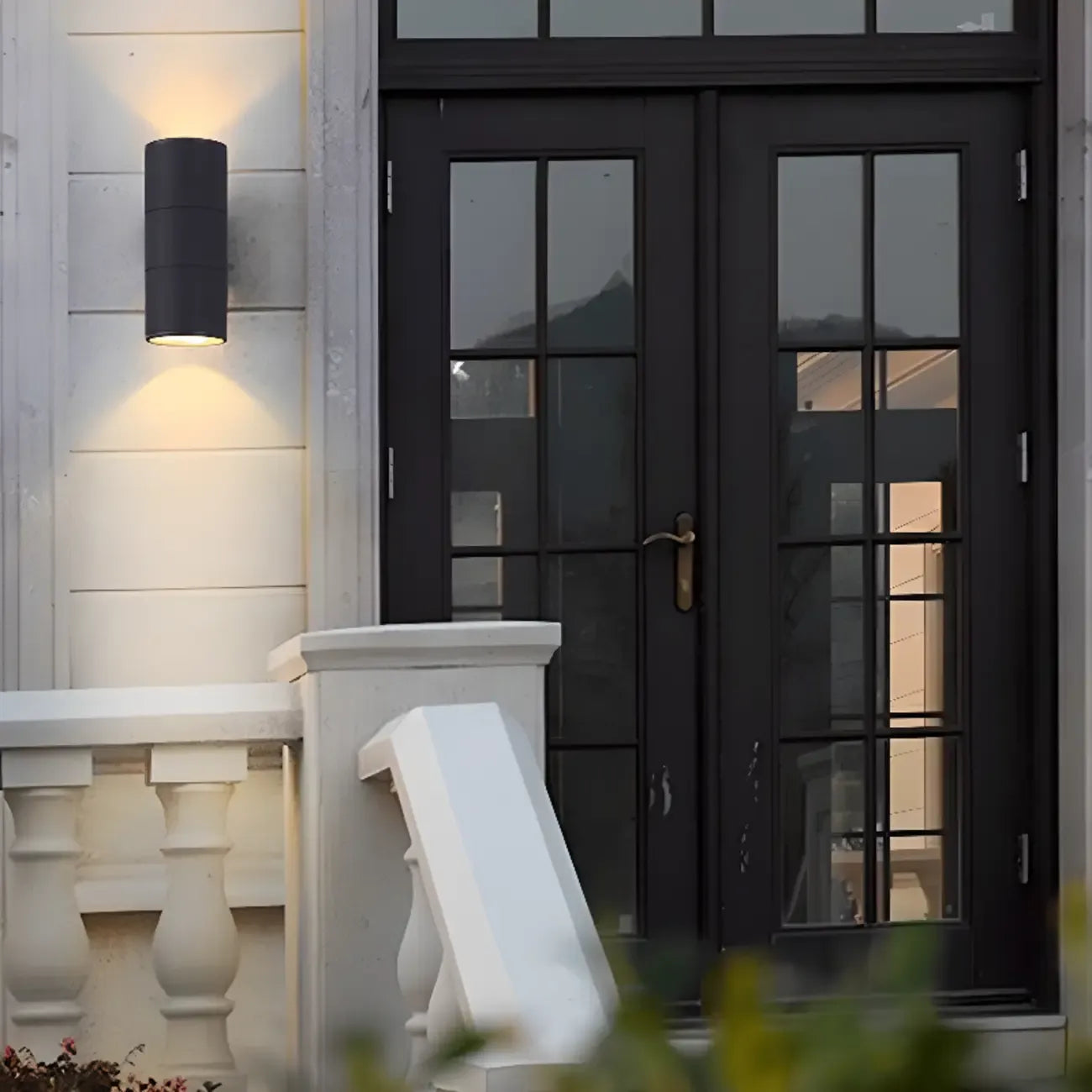 Modern Metal Black Cylinder Up Down Outdoor Wall Sconce