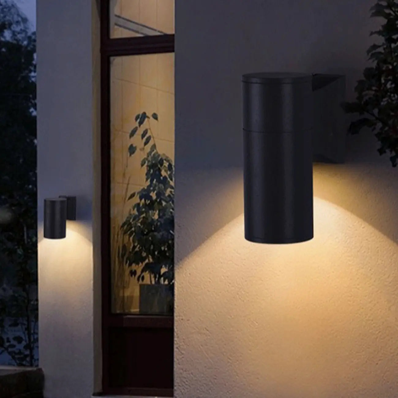 Modern Metal Black Cylinder Up Down Outdoor Wall Sconce