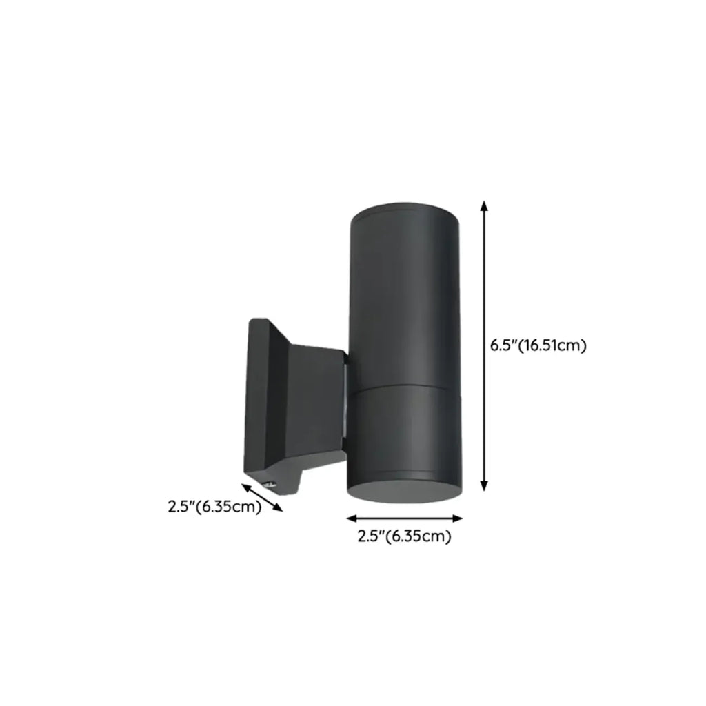 Modern Metal Black Cylinder Up Down Outdoor Wall Sconce