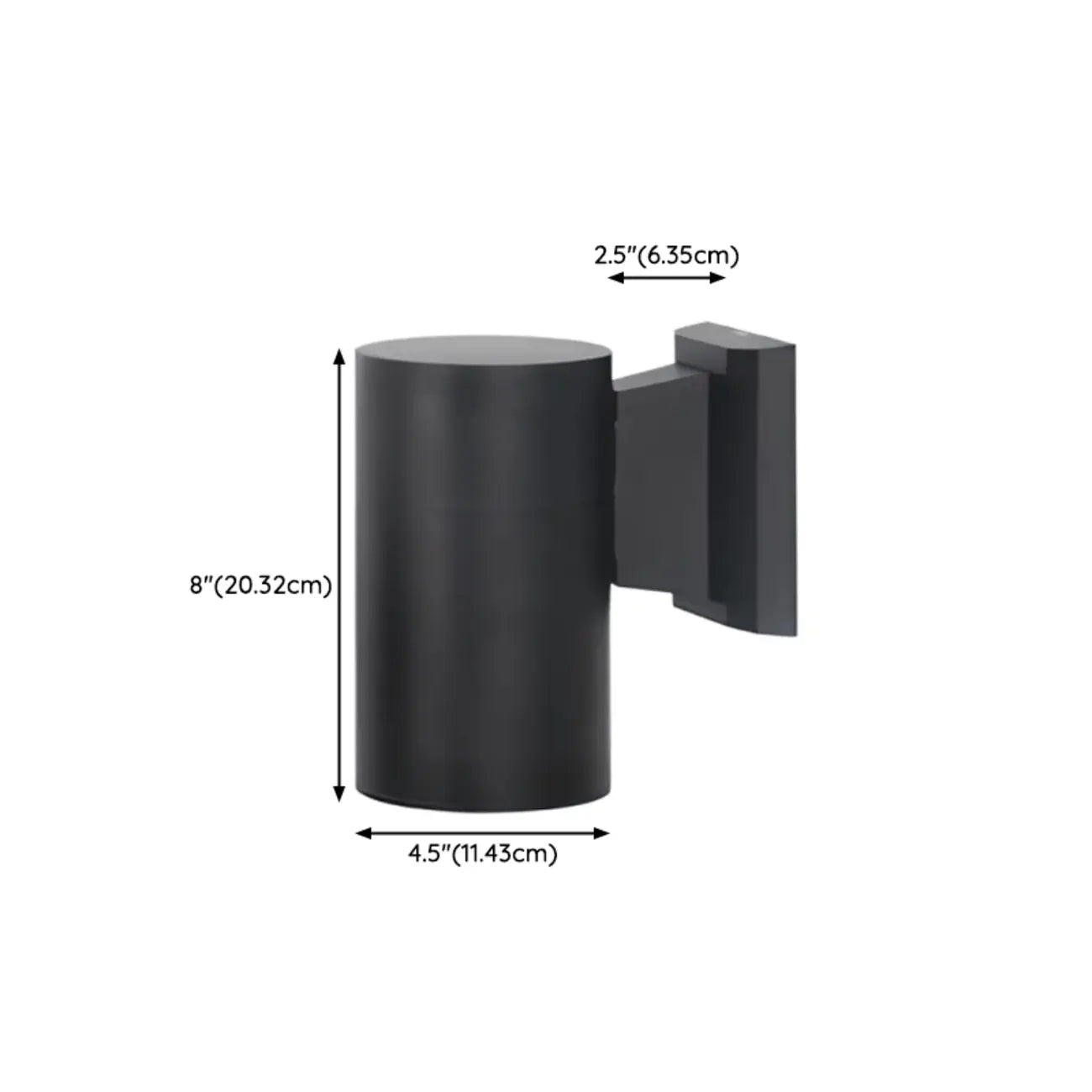 Modern Metal Black Cylinder Up Down Outdoor Wall Sconce