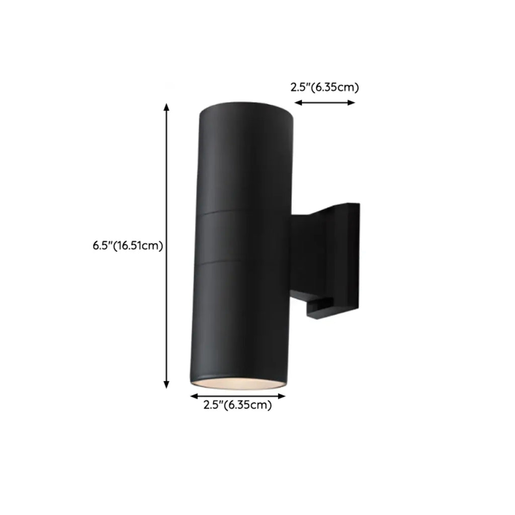 Modern Metal Black Cylinder Up Down Outdoor Wall Sconce