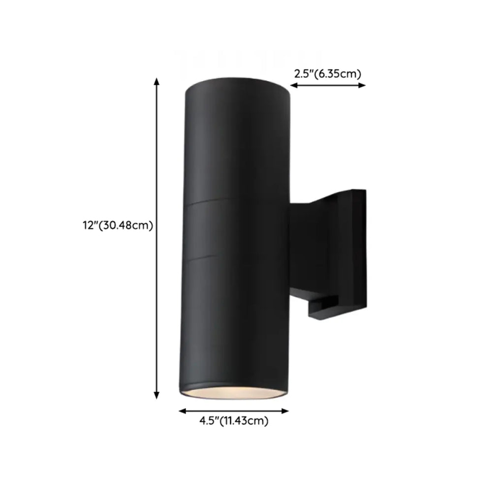 Modern Metal Black Cylinder Up Down Outdoor Wall Sconce