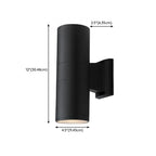 Modern Metal Black Cylinder Up Down Outdoor Wall Sconce