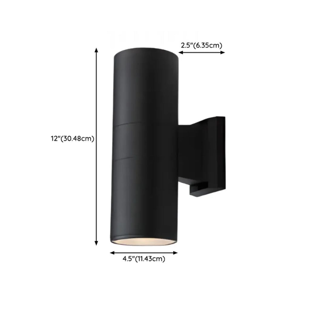 Modern Metal Black Cylinder Up Down Outdoor Wall Sconce
