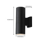 Modern Metal Black Cylinder Up Down Outdoor Wall Sconce