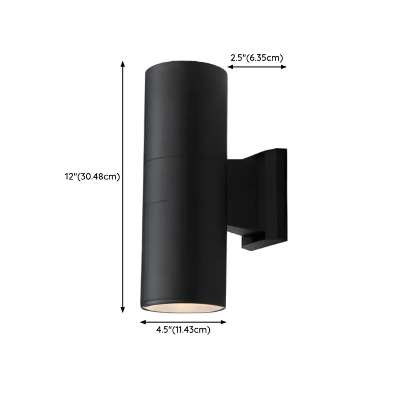 Modern Metal Black Cylinder Up Down Outdoor Wall Sconce