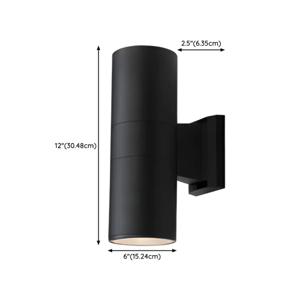 Modern Metal Black Cylinder Up Down Outdoor Wall Sconce