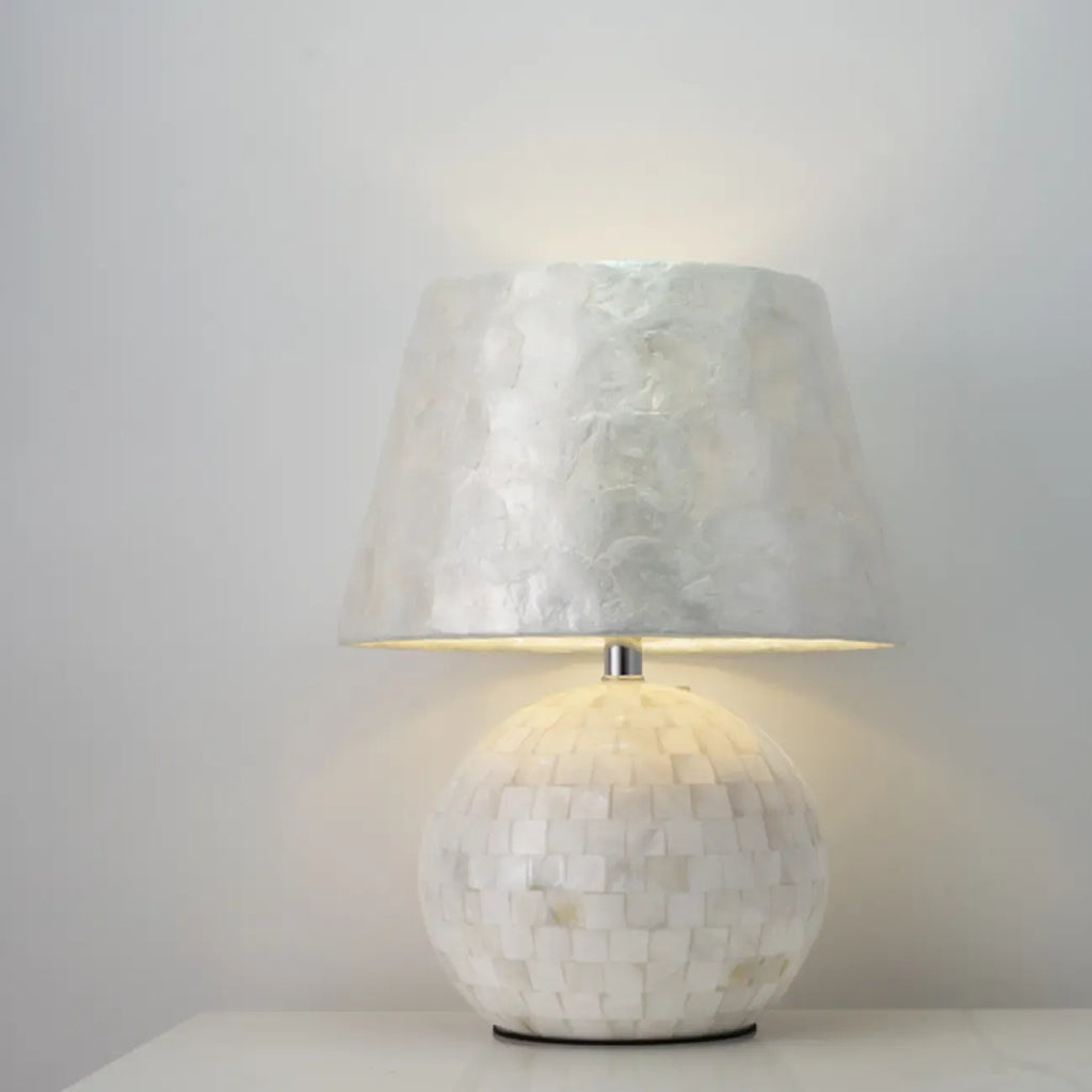 Modern Shell Table Lamp with Geometric Shade