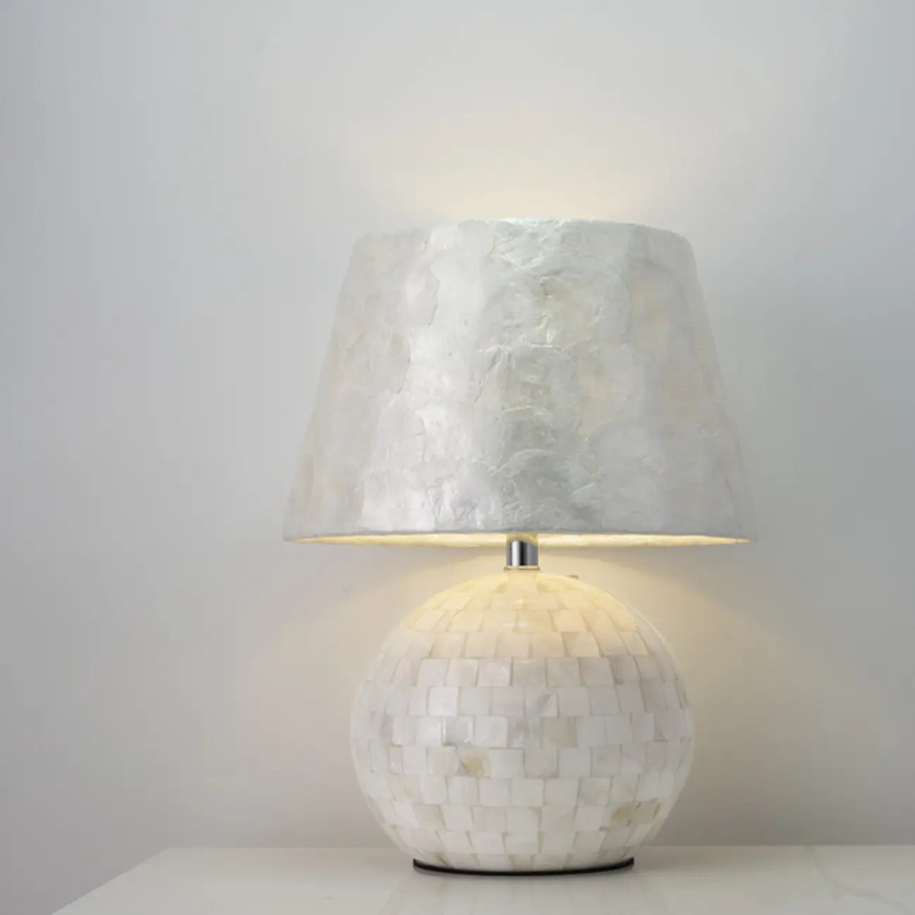 Modern Shell Table Lamp with Geometric Shade