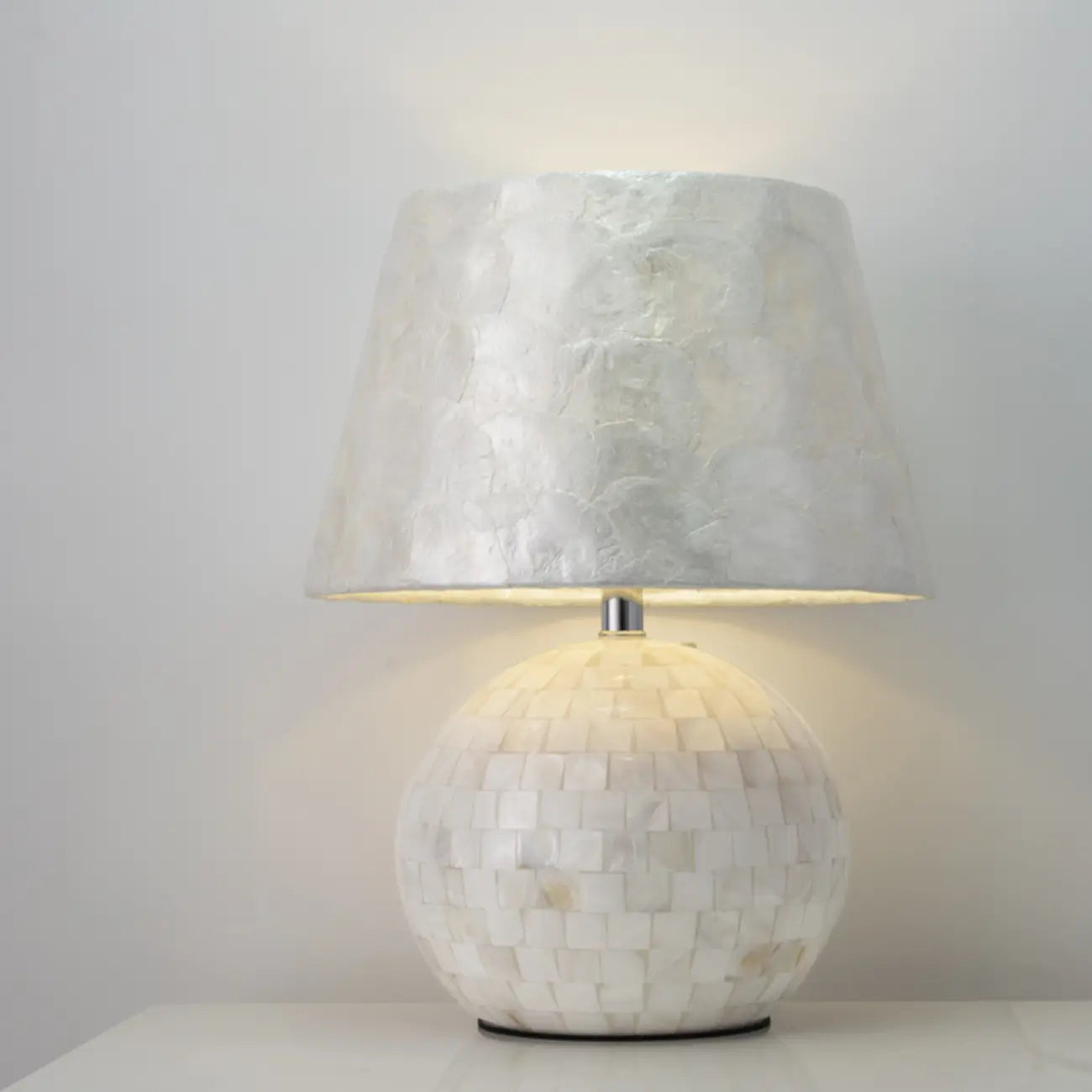 Modern Shell Table Lamp with Geometric Shade