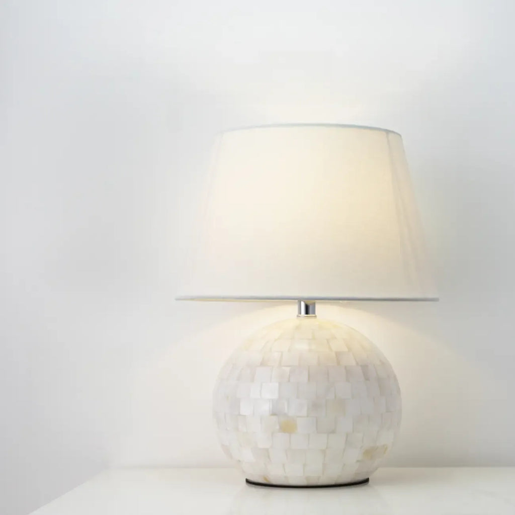 Modern Shell Table Lamp with Geometric Shade