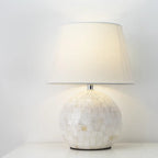 Modern Shell Table Lamp with Geometric Shade