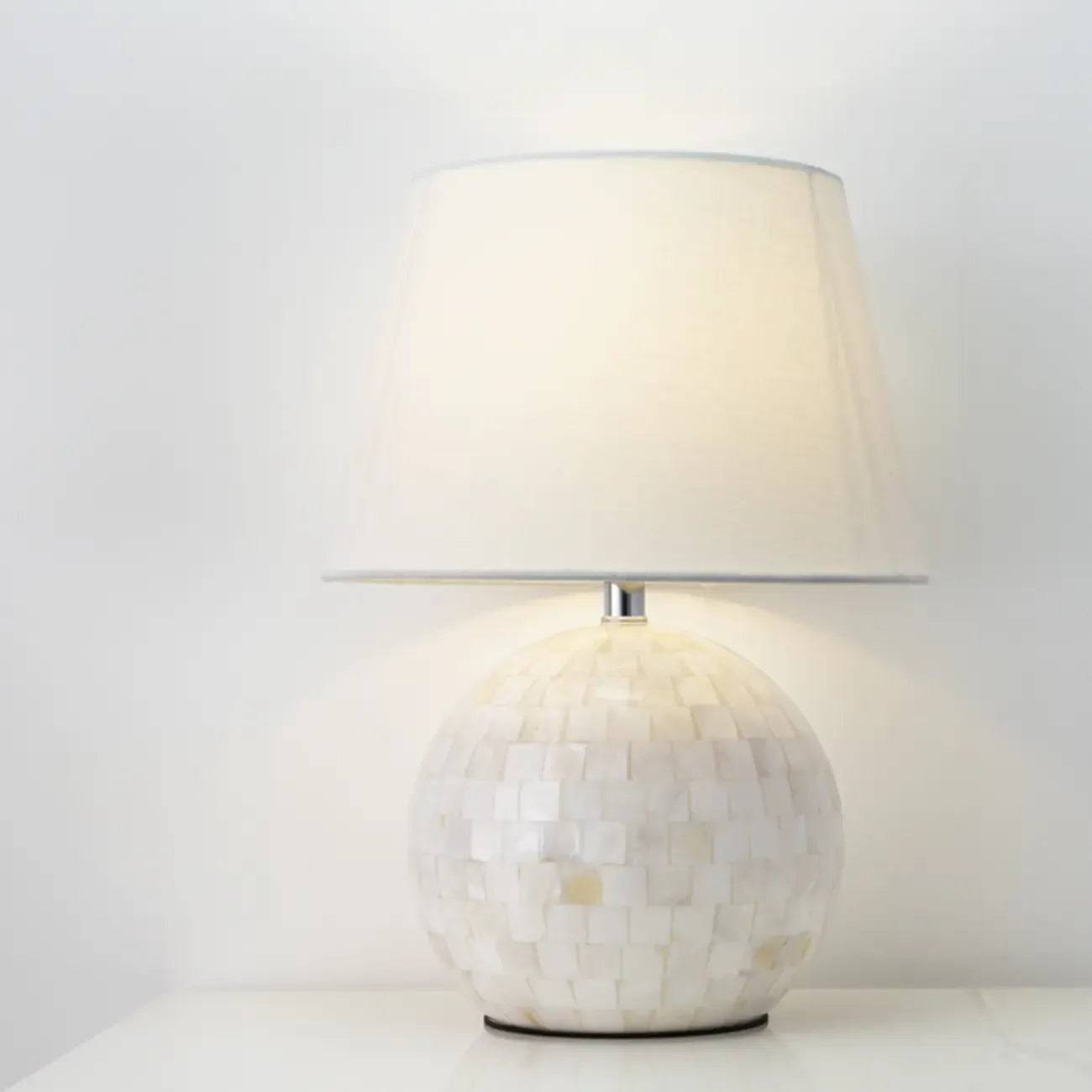 Modern Shell Table Lamp with Geometric Shade